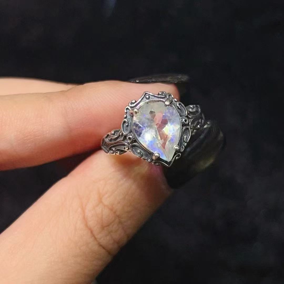 Moonstone Ring with A Shield for Protection