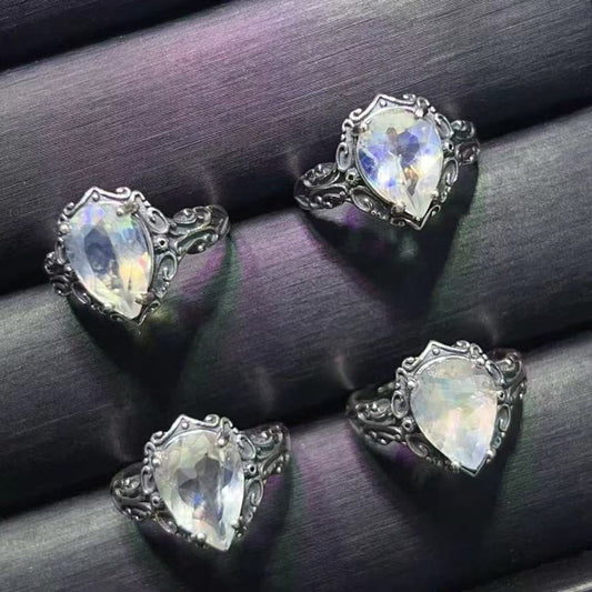 Moonstone Ring with A Shield for Protection