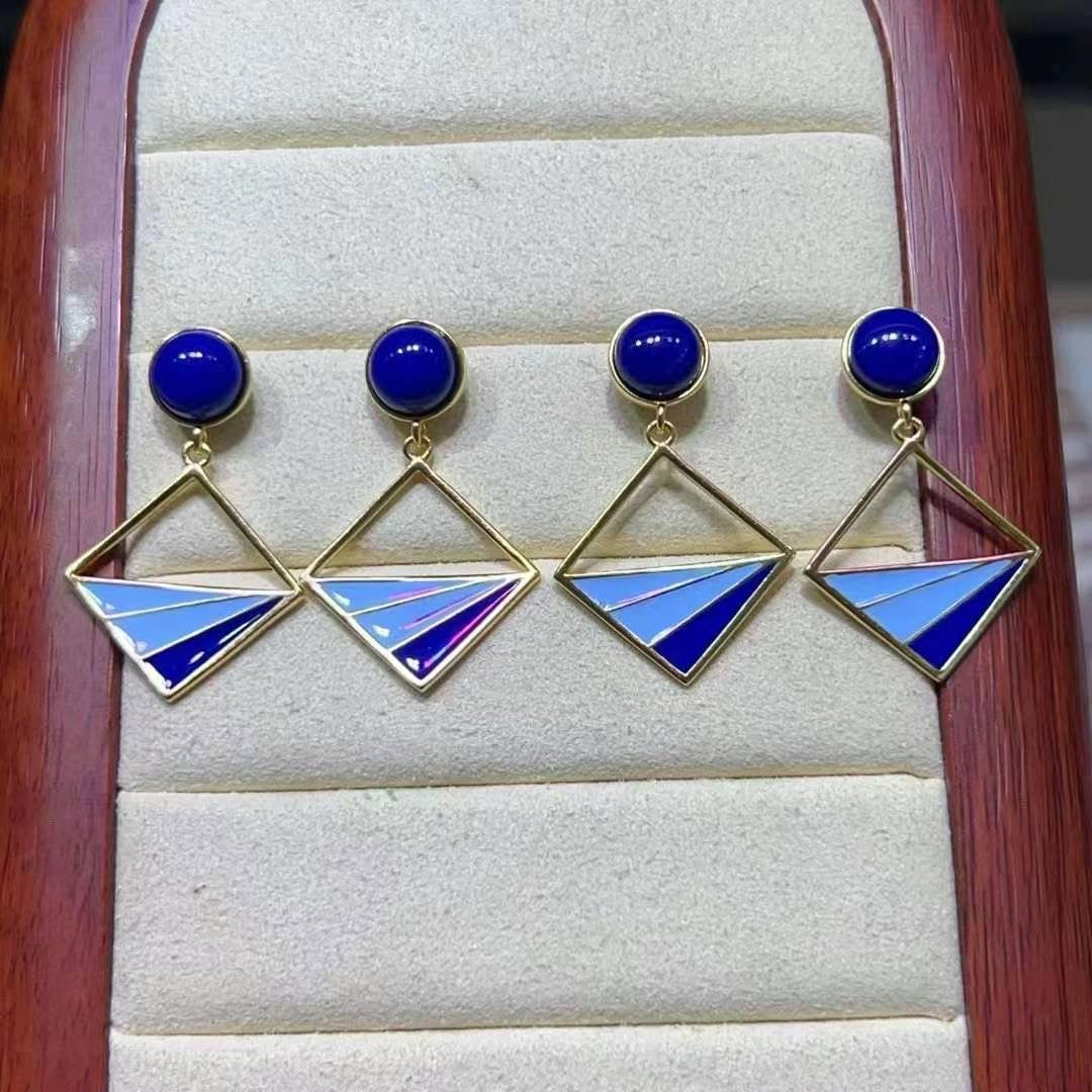 Lapis Lazuli Square Earring