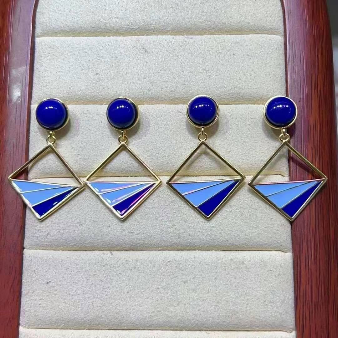 Lapis Lazuli Square Earring