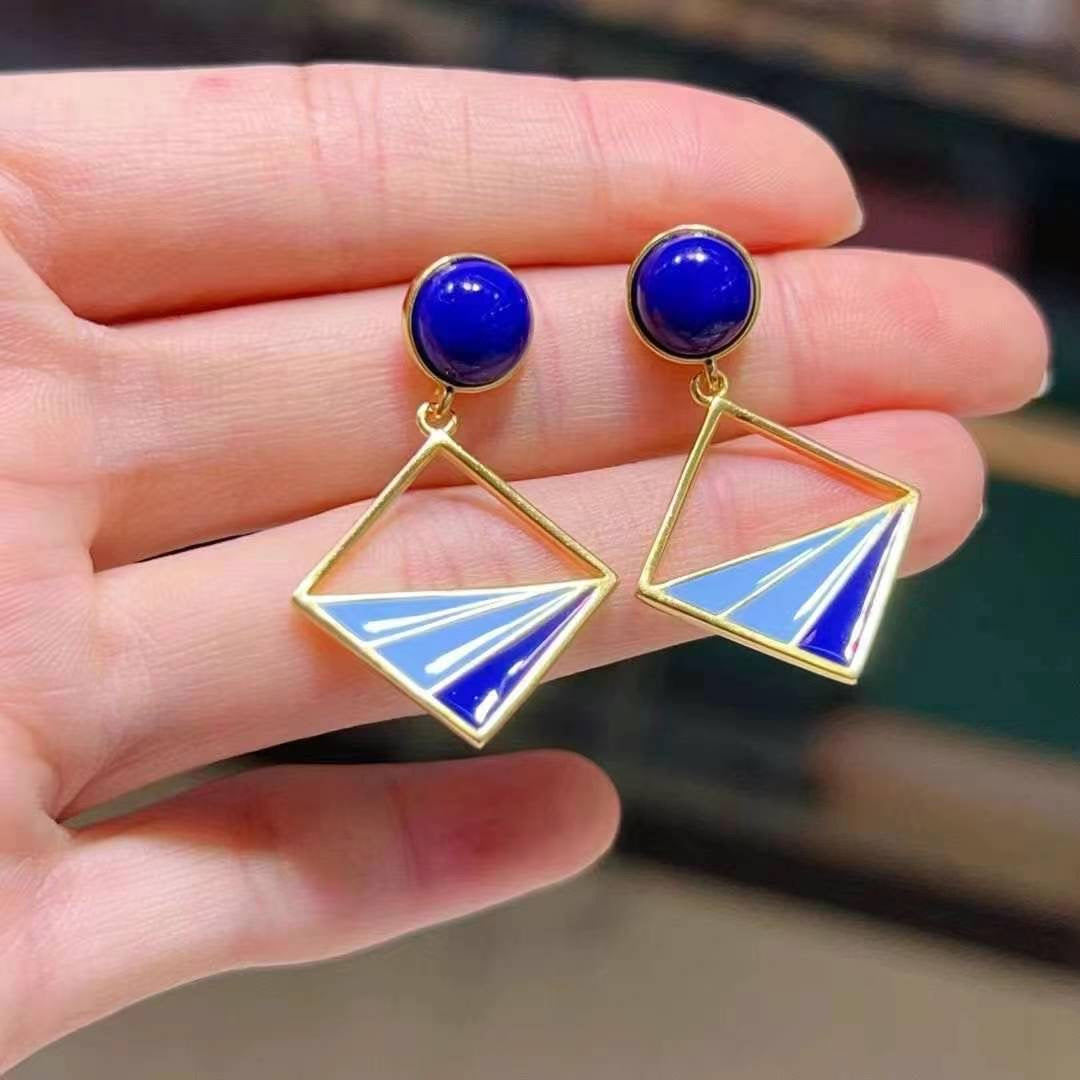 Lapis Lazuli Square Earring