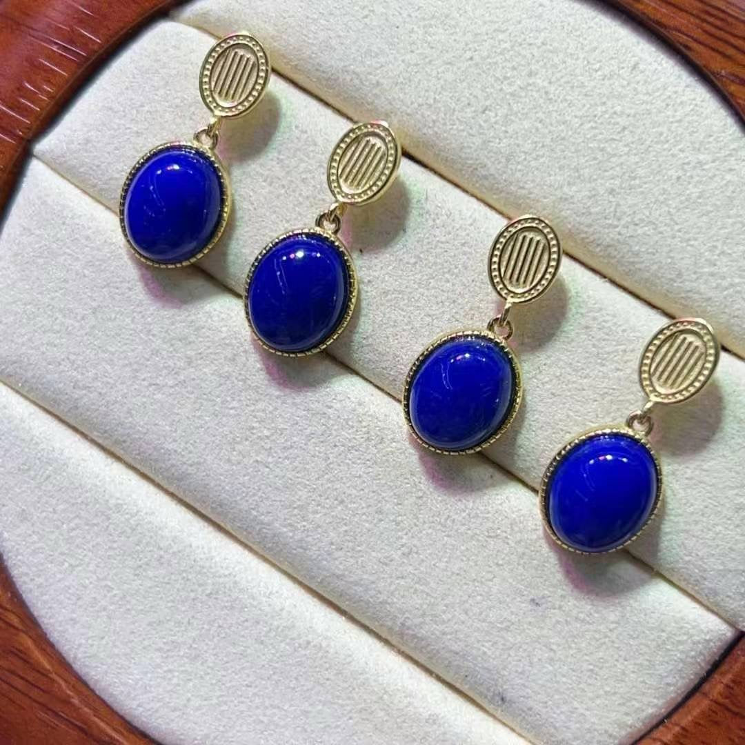 oval-shaped lapis lazuli earrings