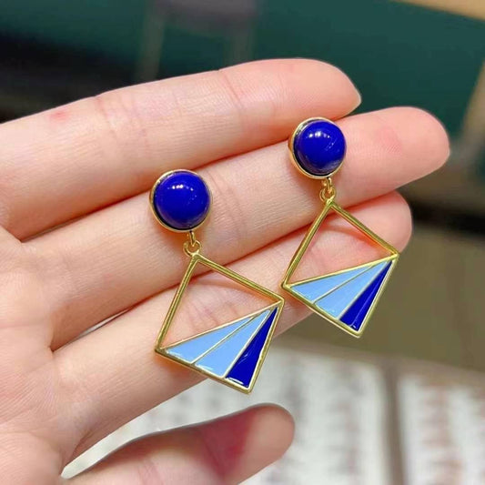 Lapis Lazuli Square Earring