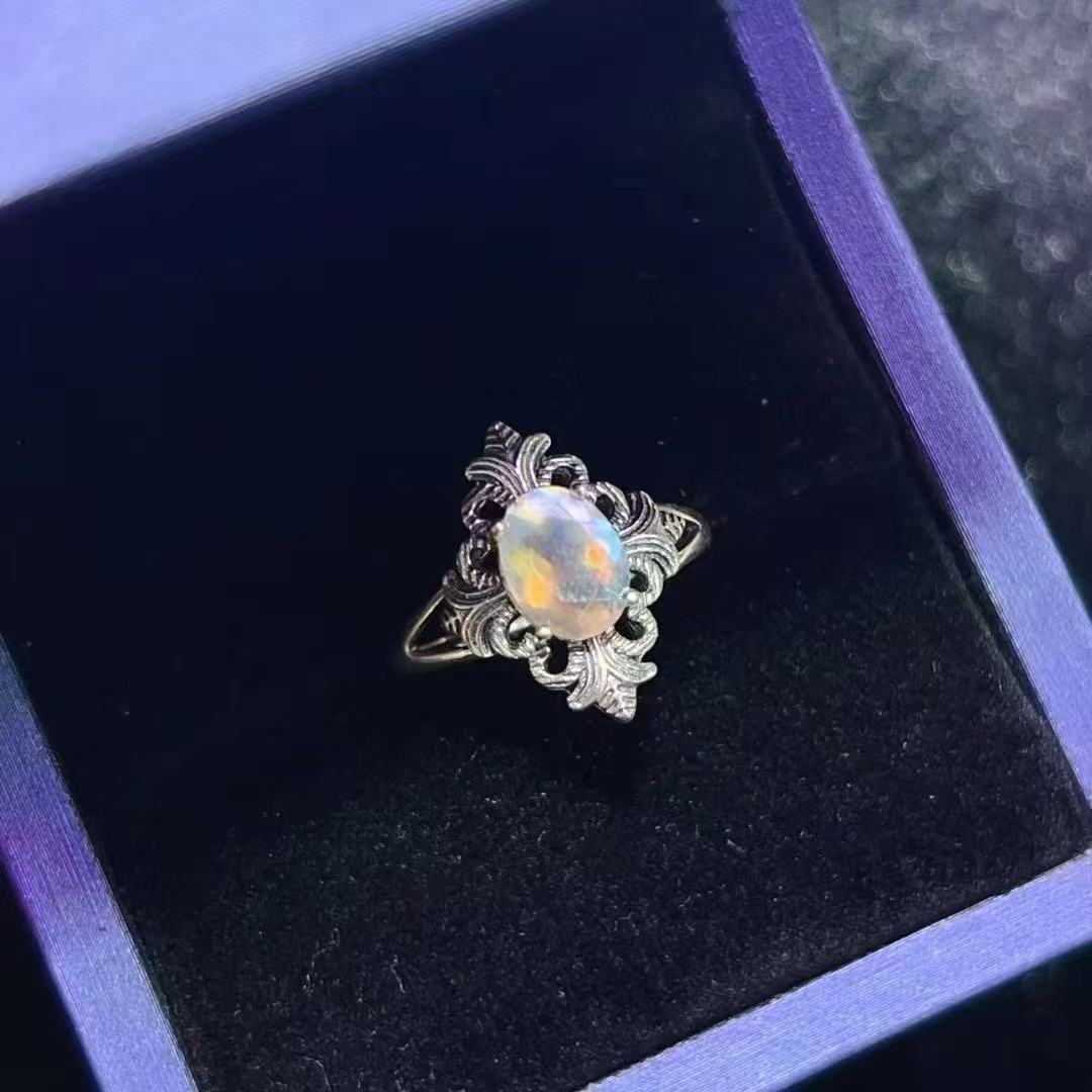 Moonstone Ring in the Shape of A Knight's Shield.